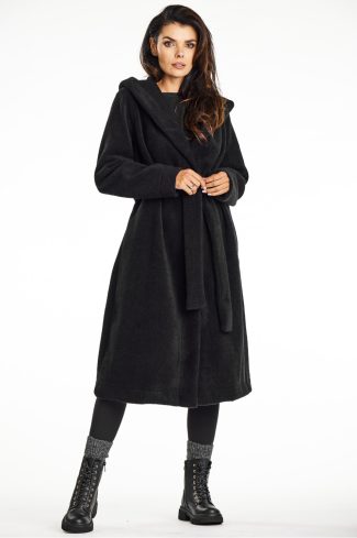 Black Coat in Women`s Coats, Jackets with Polyester
