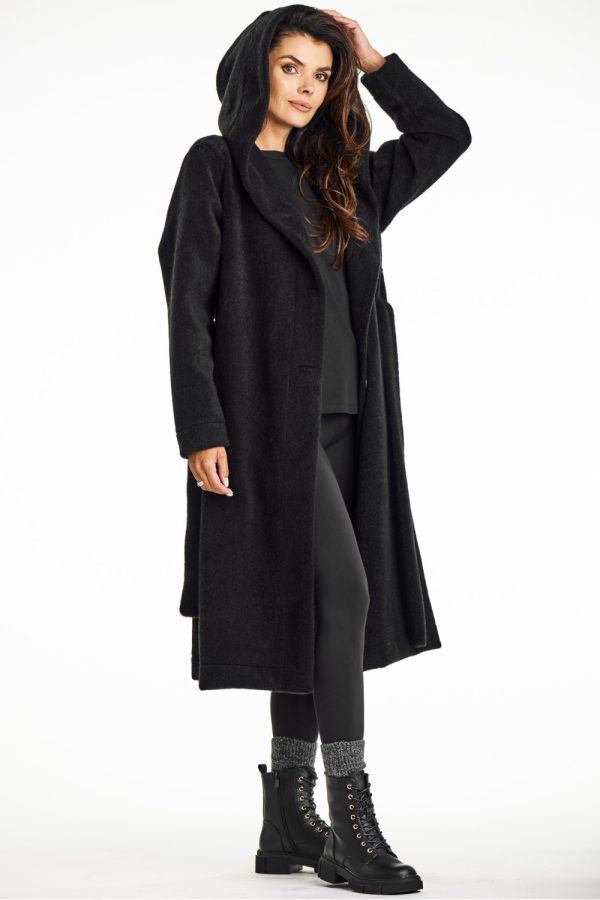 Black Coat in Women`s Coats, Jackets with Polyester