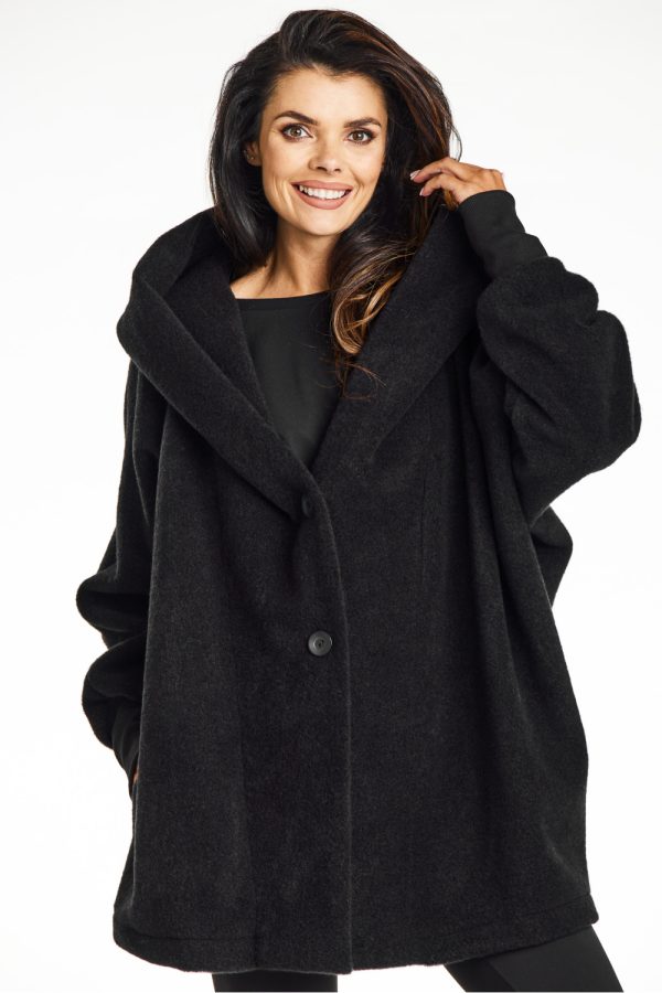 Black Coat in Women`s Coats, Jackets with Polyester