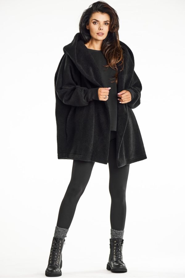 Black Coat in Women`s Coats, Jackets with Polyester