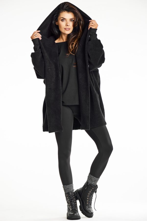 Black Coat in Women`s Coats, Jackets with Polyester