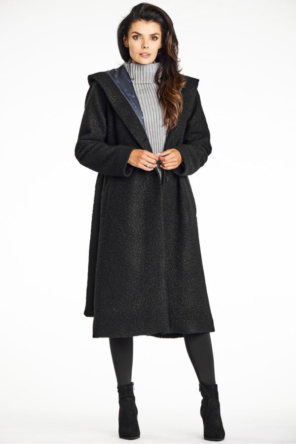Black Coat in Women`s Coats, Jackets with Polyester