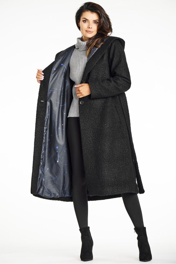 Black Coat in Women`s Coats, Jackets with Polyester