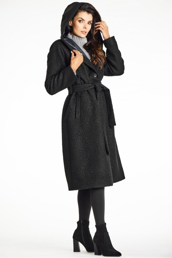 Black Coat in Women`s Coats, Jackets with Polyester