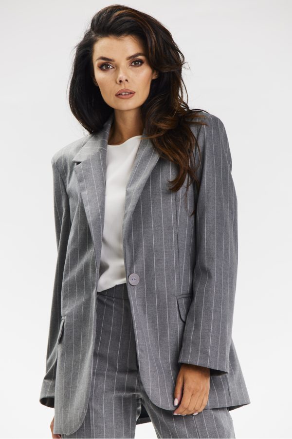 Grey Jacket in Jackets, Vests For Women with Polyester, Rayon and Spandex