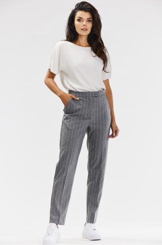 Grey Women Trousers in Pants, Trousers, Shorts with Polyester, Rayon and Spandex