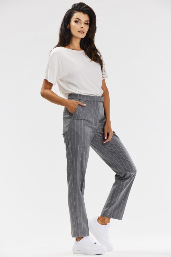 Grey Women Trousers in Pants, Trousers, Shorts with Polyester, Rayon and Spandex