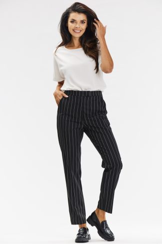 Black Women Trousers in Pants, Trousers, Shorts with Polyester, Rayon and Spandex