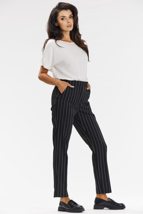 Black Women Trousers in Pants, Trousers, Shorts with Polyester, Rayon and Spandex