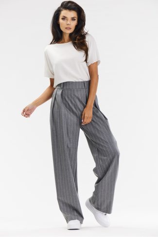 Grey Women Trousers in Pants, Trousers, Shorts with Polyester, Rayon and Spandex
