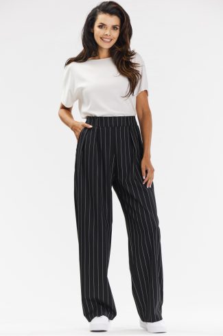 Black Women Trousers in Pants, Trousers, Shorts with Polyester, Rayon and Spandex