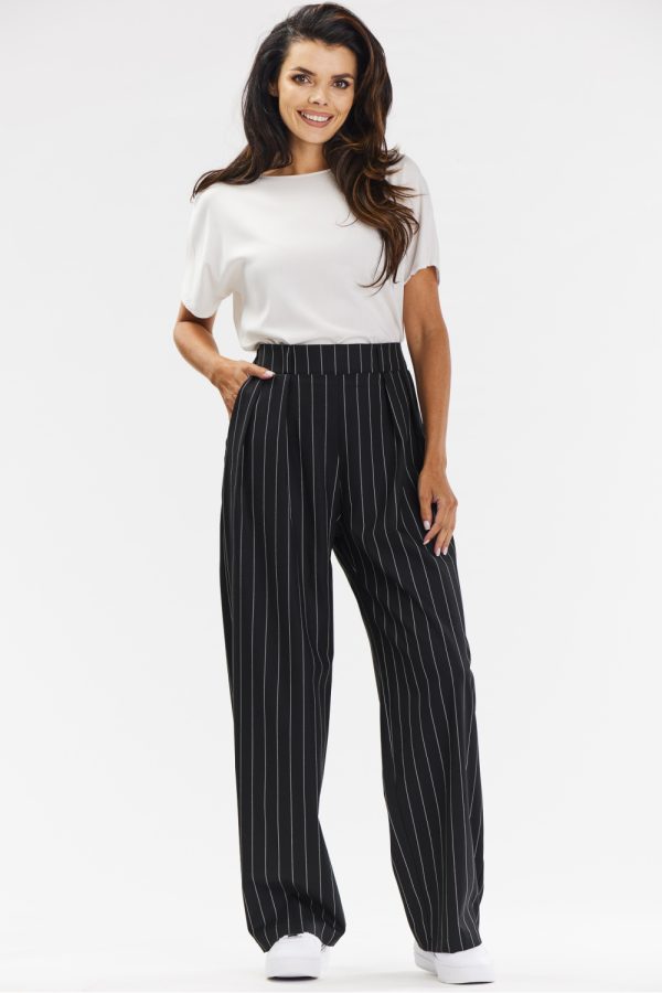 Black Women Trousers in Pants, Trousers, Shorts with Polyester, Rayon and Spandex