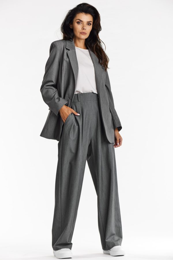 Grey Jacket in Jackets, Vests For Women with Spandex, Polyester and Viscose