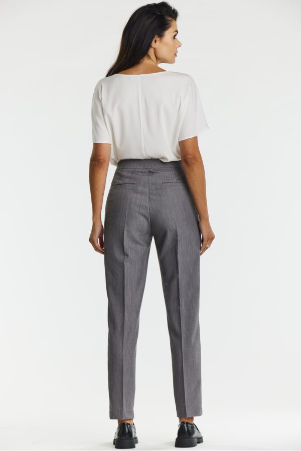 Grey Women Trousers in Pants, Trousers, Shorts with Spandex, Polyester and Viscose