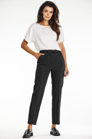 Black Women Trousers in Pants, Trousers, Shorts with Spandex, Polyester and Viscose