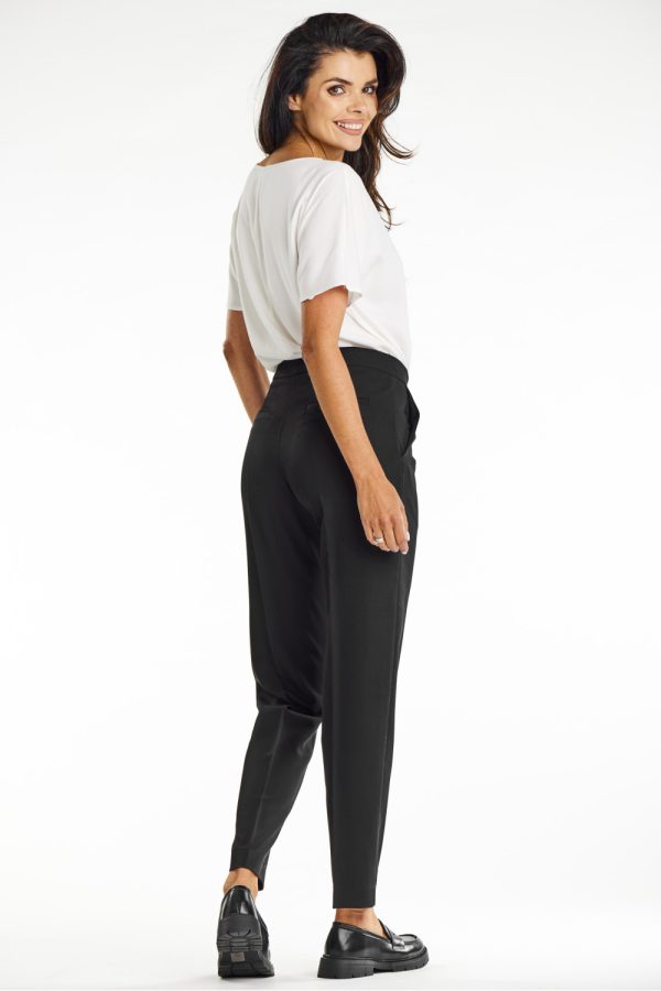 Black Women Trousers in Pants, Trousers, Shorts with Spandex, Polyester and Viscose