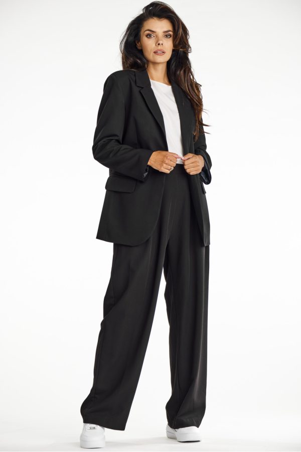 Black Women Trousers in Pants, Trousers, Shorts with Spandex, Polyester and Viscose