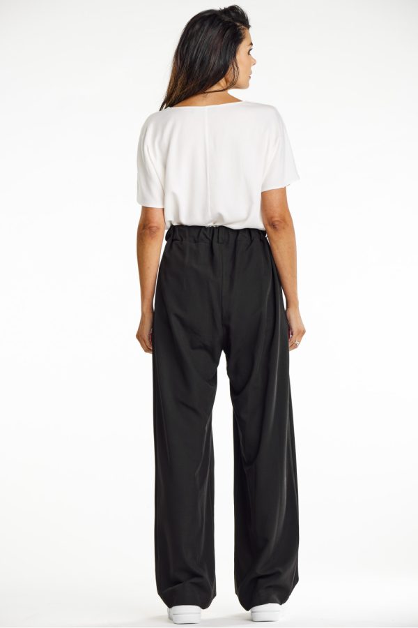 Black Women Trousers in Pants, Trousers, Shorts with Spandex, Polyester and Viscose