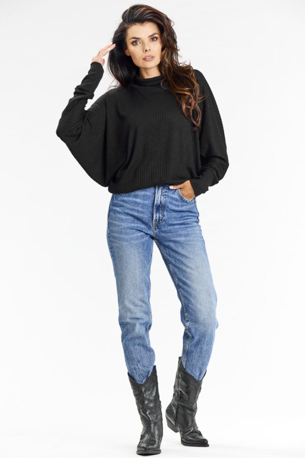 Black Turtleneck in Sweaters, Pullovers, Jumpers, Turtlenecks, Boleros, Shrugs with Polyester, Spandex and Viscose