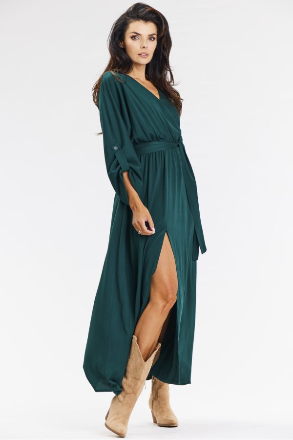 Green Daydress in Day Dresses with Spandex and Viscose