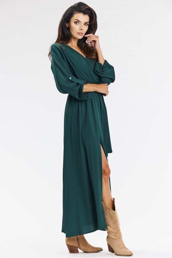 Green Daydress in Day Dresses with Spandex and Viscose