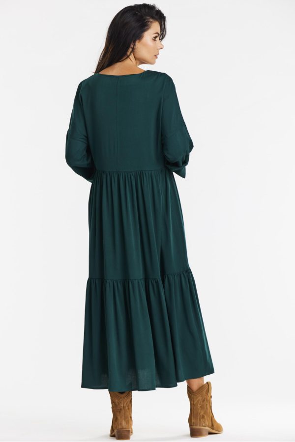 Green Daydress in Day Dresses with Spandex and Viscose
