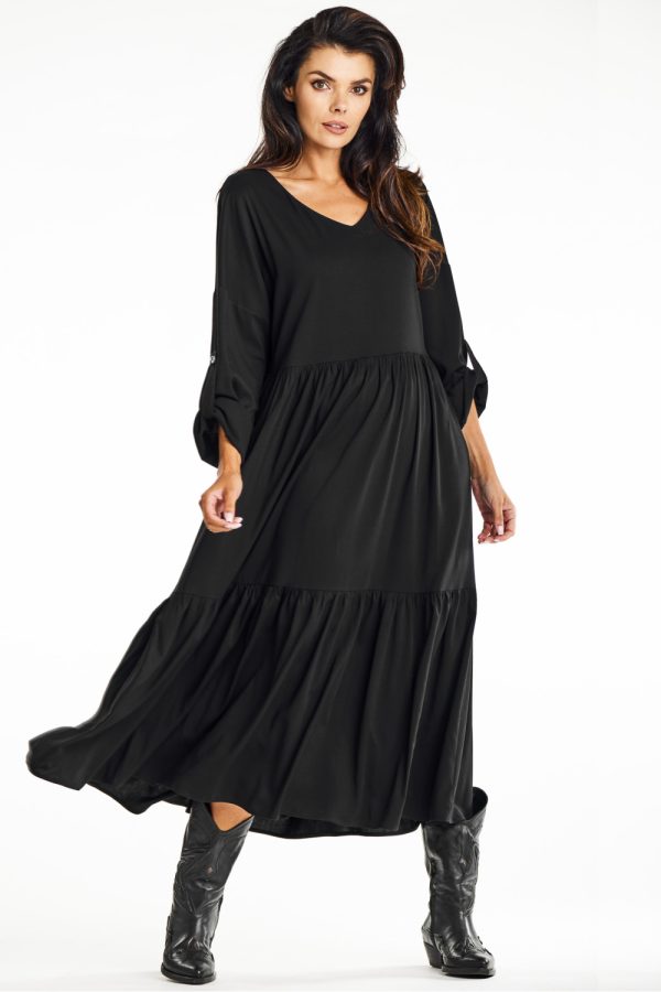 Black Daydress in Day Dresses with Spandex and Viscose