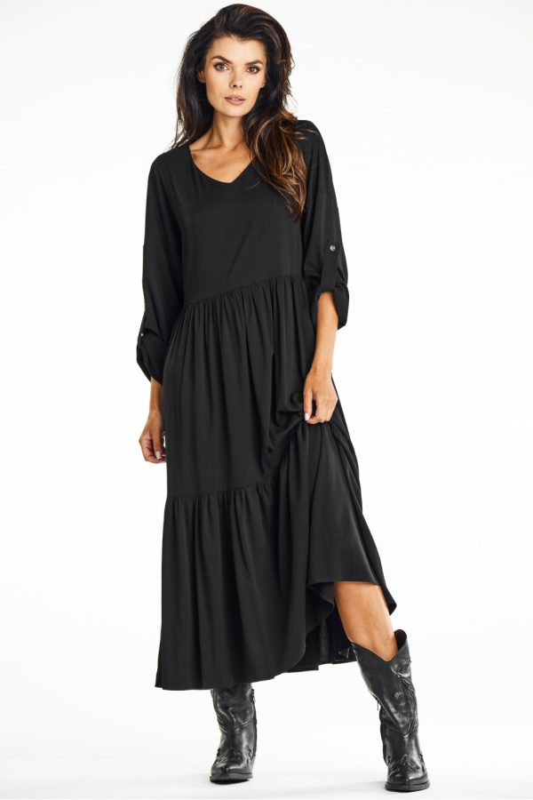 Black Daydress in Day Dresses with Spandex and Viscose