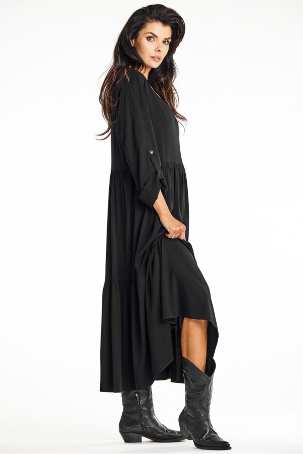 Black Daydress in Day Dresses with Spandex and Viscose
