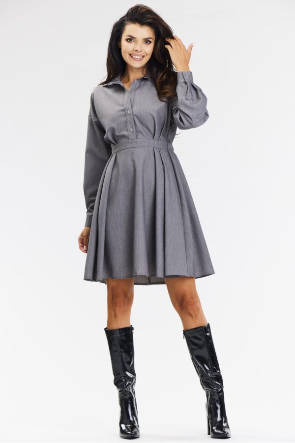 Grey Daydress in Day Dresses with Spandex, Polyester and Viscose