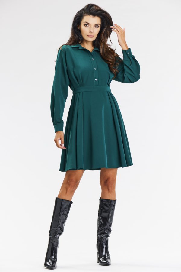 Green Daydress in Day Dresses with Spandex, Polyester and Viscose