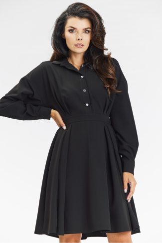 1040198 Black Daydress in Day Dresses with Spandex, Polyester and Viscose