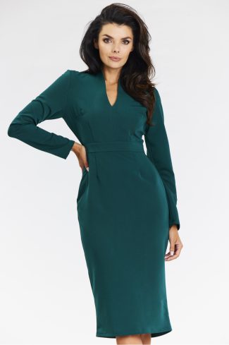 Green Daydress in Day Dresses with Spandex, Polyester and Viscose