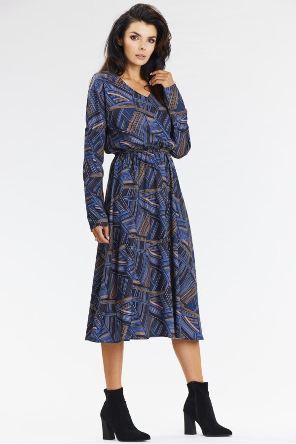 Navy Blue Daydress in Day Dresses with Spandex and Polyester