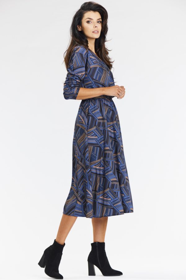 Navy Blue Daydress in Day Dresses with Spandex and Polyester