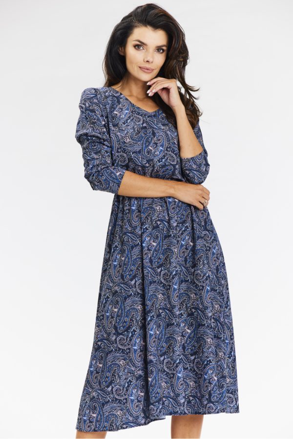 Navy Blue Daydress in Day Dresses with Spandex and Polyester