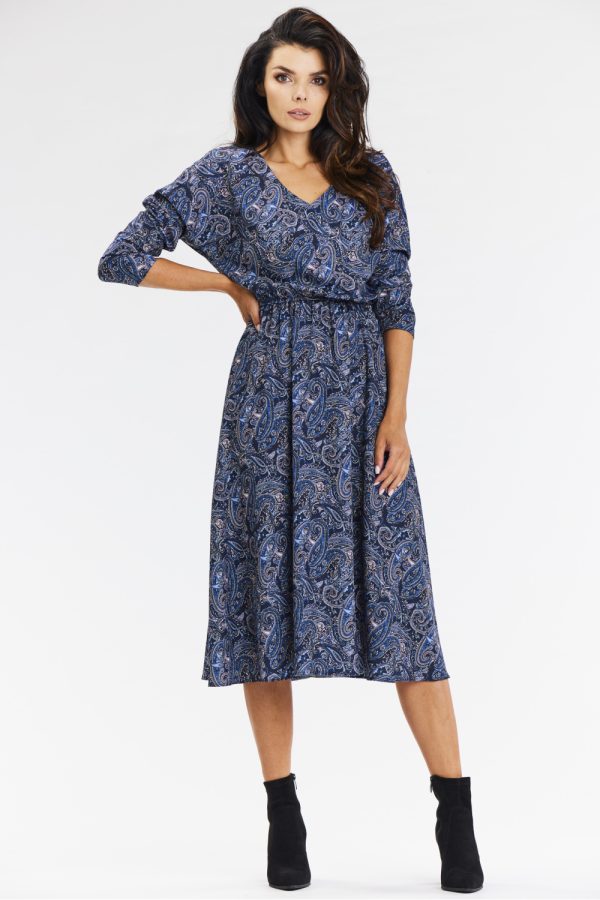 Navy Blue Daydress in Day Dresses with Spandex and Polyester
