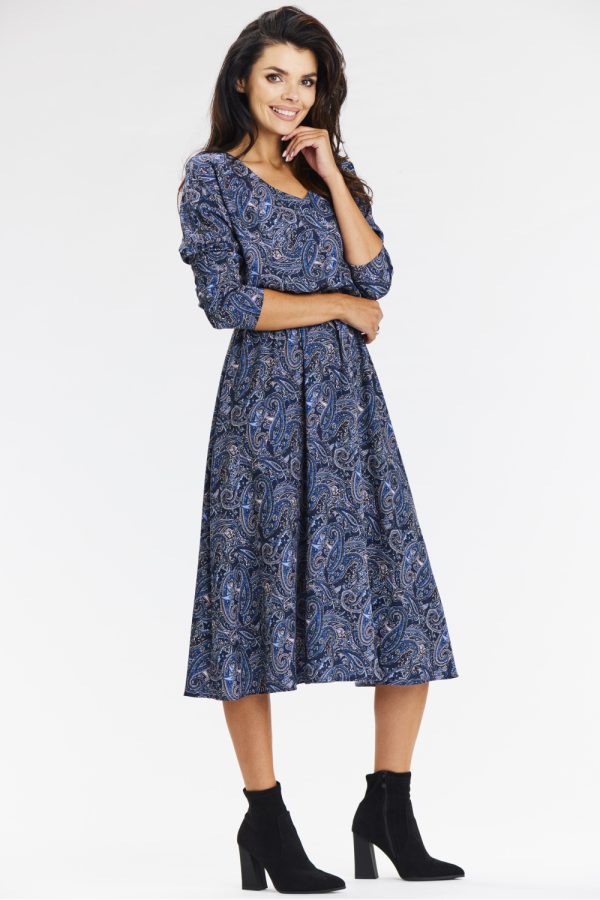 Navy Blue Daydress in Day Dresses with Spandex and Polyester