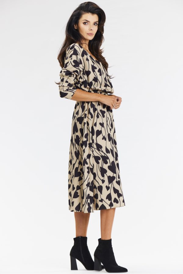 Beige Daydress in Day Dresses with Spandex and Polyester