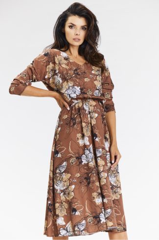 Brown Daydress in Day Dresses with Spandex and Polyester
