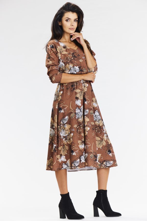Brown Daydress in Day Dresses with Spandex and Polyester