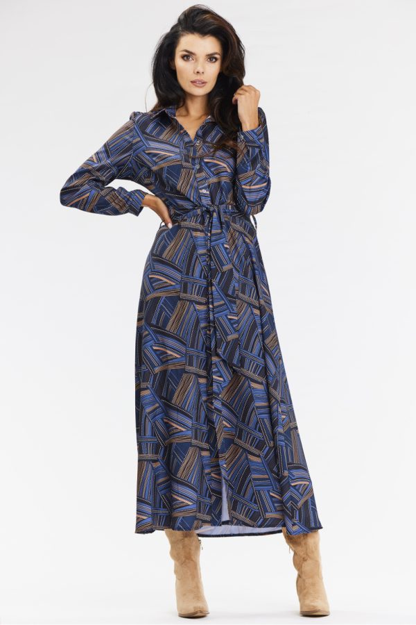Navy Blue Daydress in Day Dresses with Spandex and Polyester