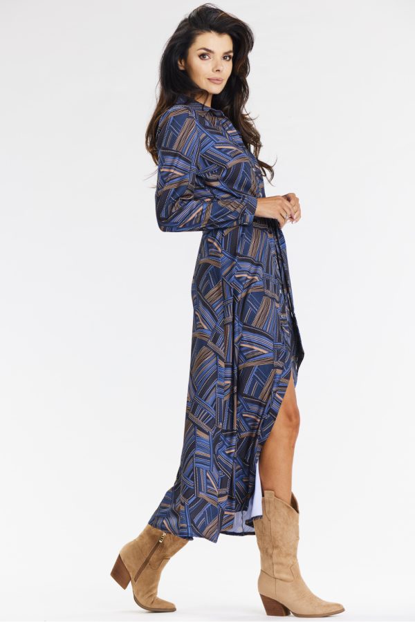 Navy Blue Daydress in Day Dresses with Spandex and Polyester