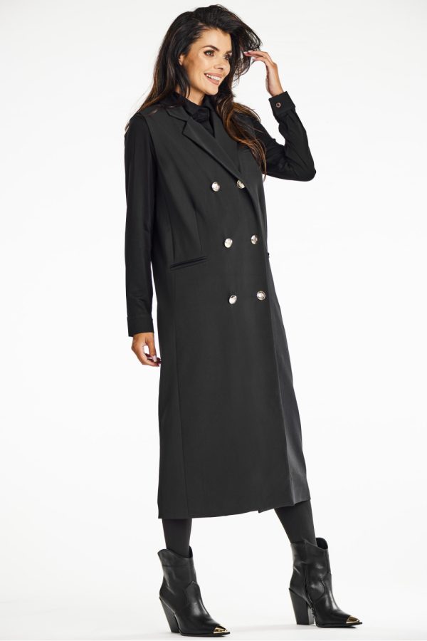 Black Gilet in Jackets, Vests For Women with Spandex, Polyester and Viscose