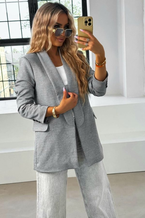 Grey Jacket in Jackets, Vests For Women with Cotton, Spandex and Polyester