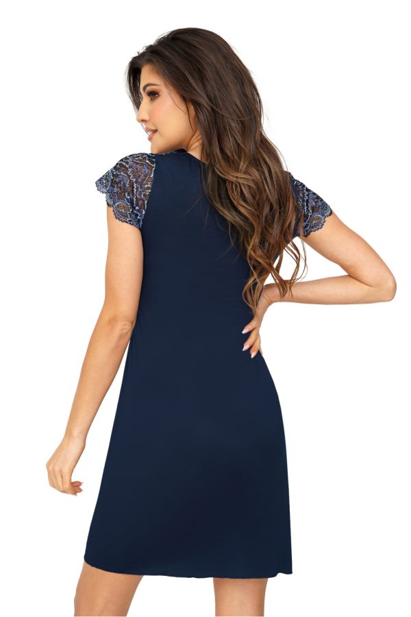 Navy Blue Nightshirt in Nightgowns, Nighties, Sleep Shirts with Spandex, Polyamide and Viscose