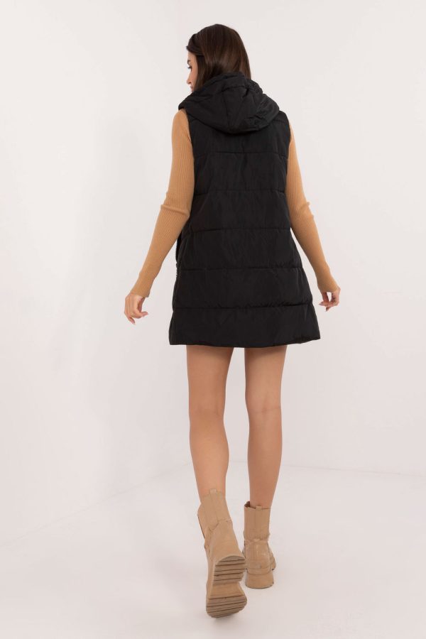 Black Gilet in Women`s Coats, Jackets with Polyester