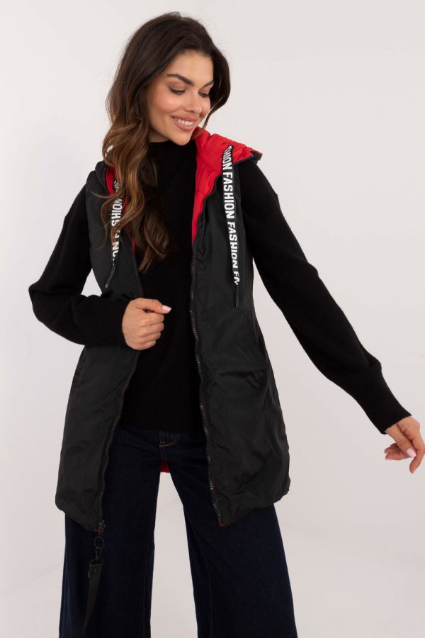 Red Gilet in Women`s Coats, Jackets with Polyester