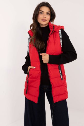 Red Gilet in Women`s Coats, Jackets with Polyester