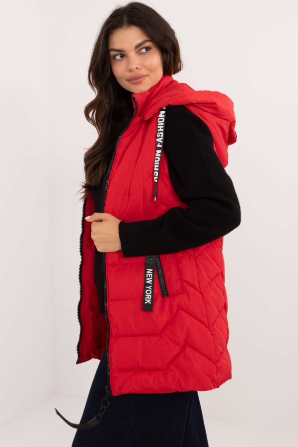 Red Gilet in Women`s Coats, Jackets with Polyester